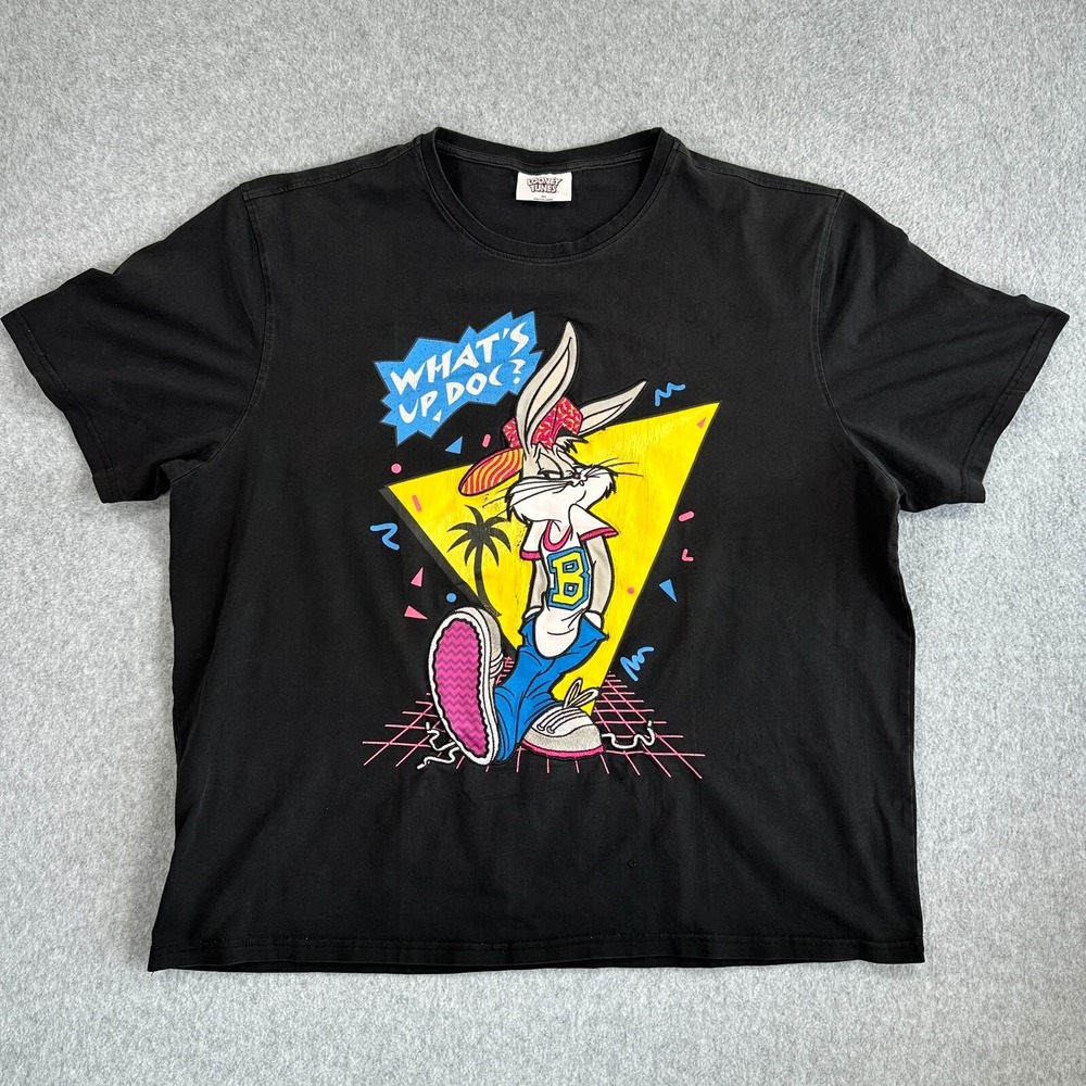VTG Looney Tunes T-Shirt Black Men's Size 3XL Short Sleeve Crew Neck
